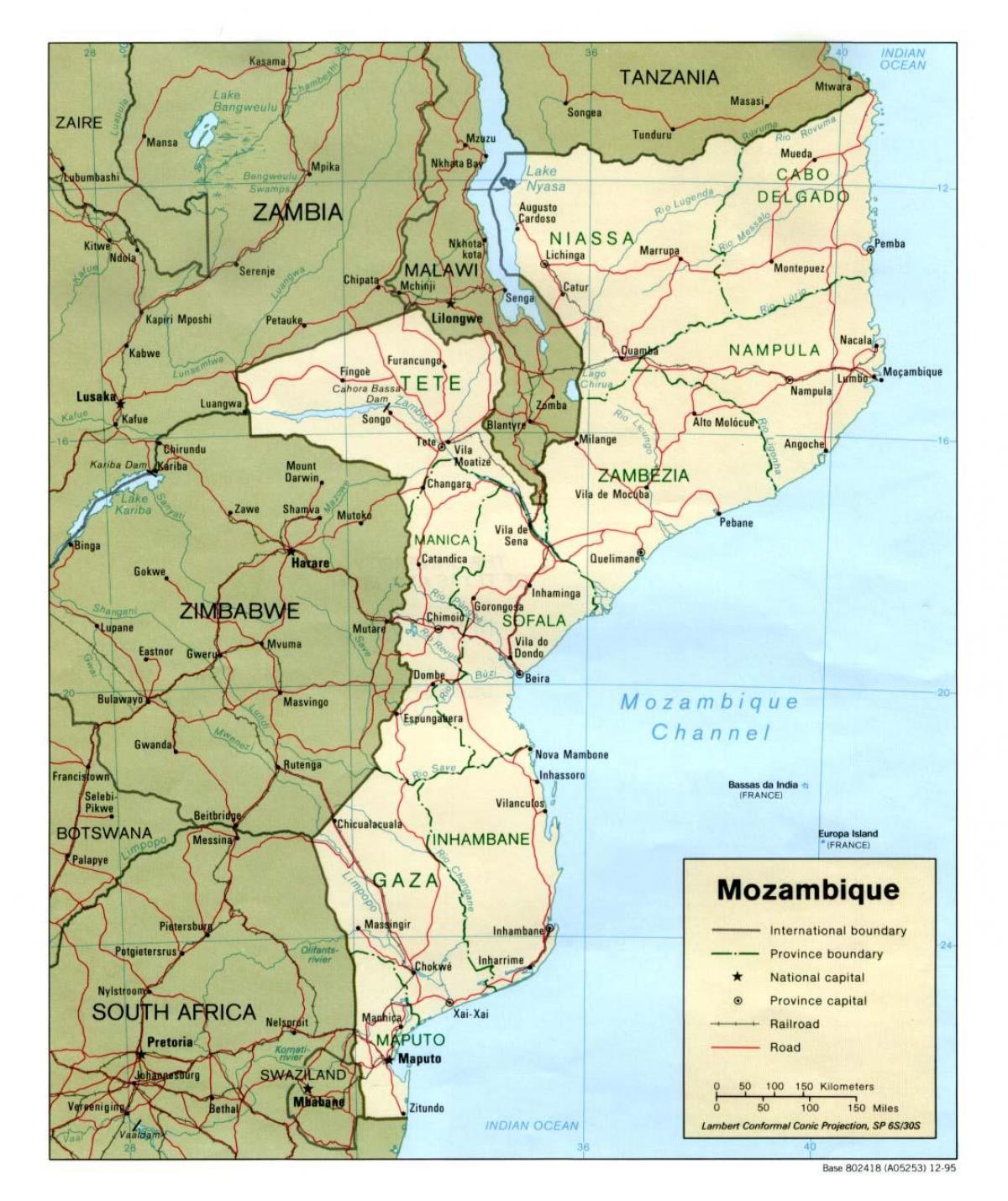 карта Мозамбік детальна карта
