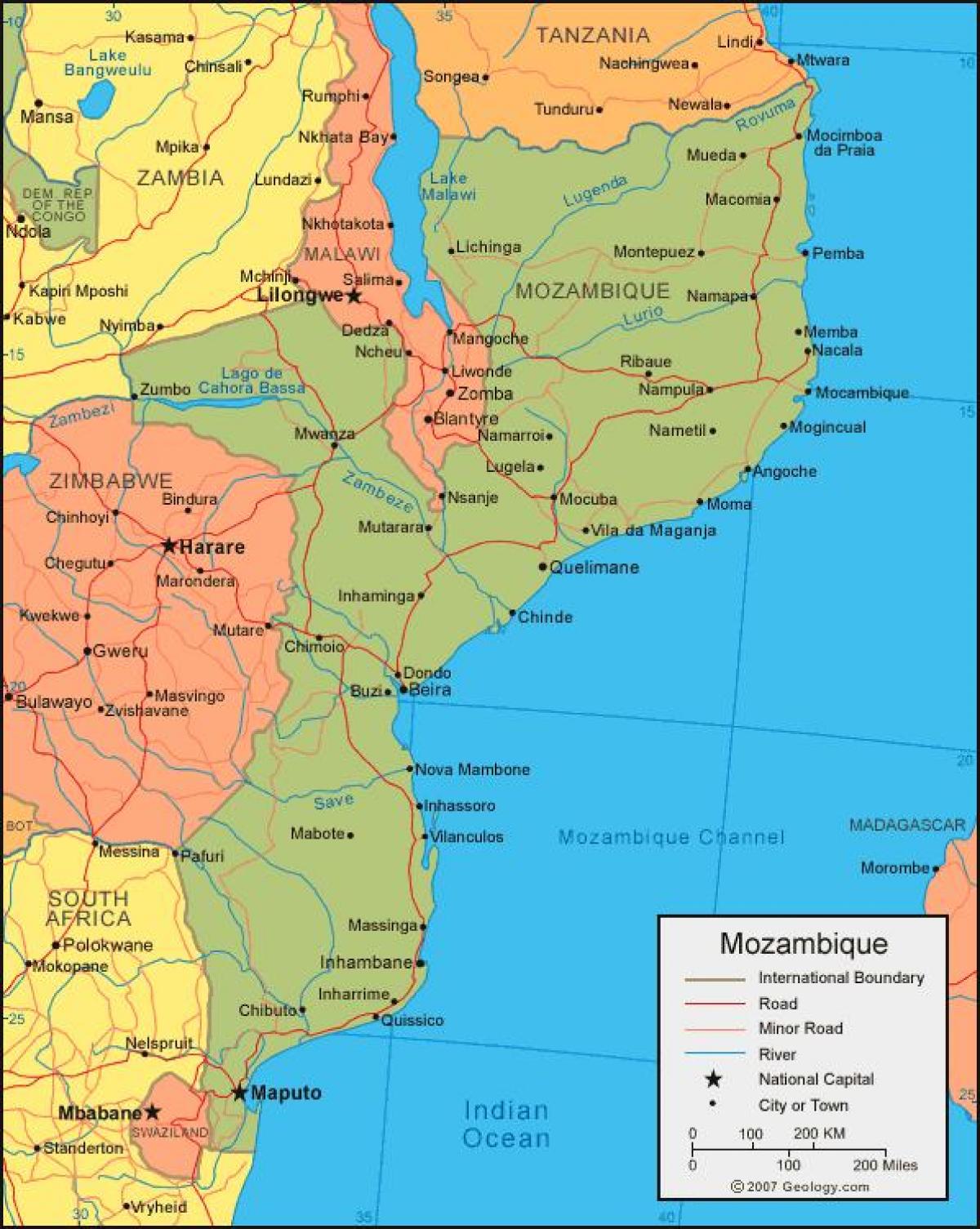 карта узбережжя Мозамбіку 