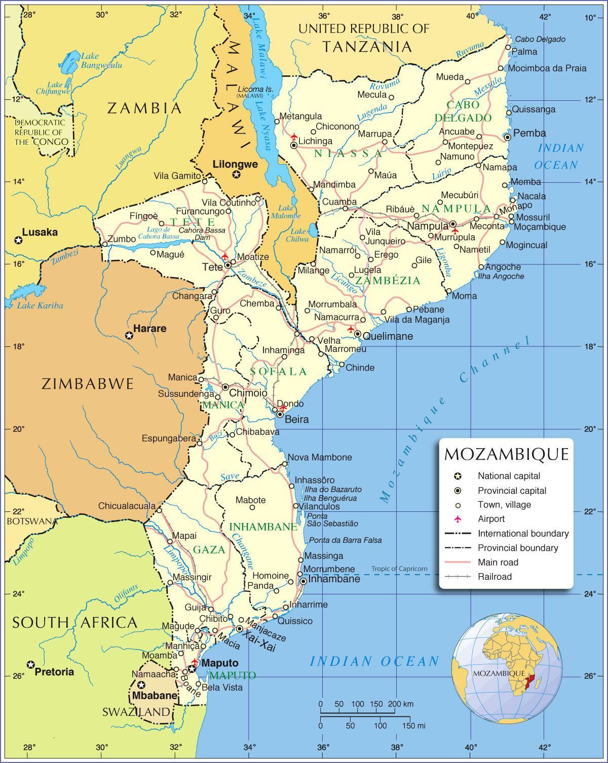 мапуту, Мозамбік карті